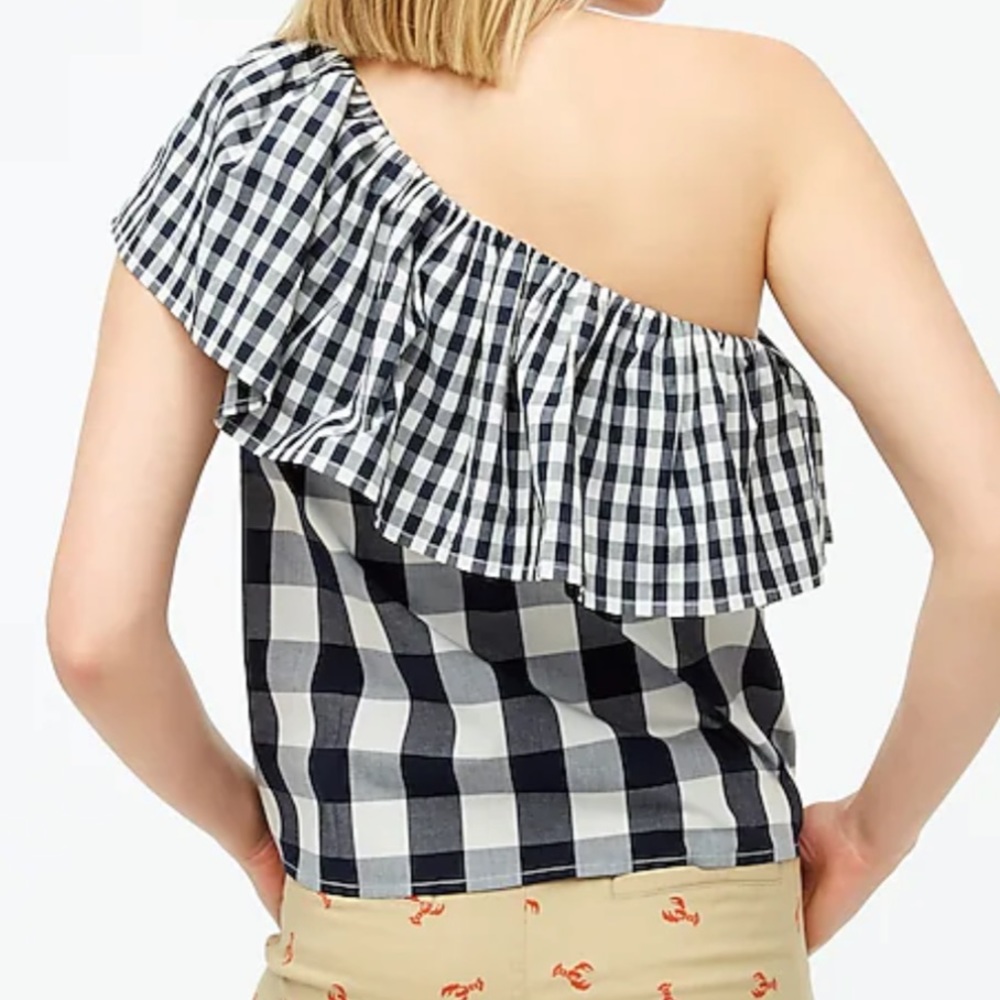 COTTON POPLIN RUFFLE-SHOULDER TOP - Picture 8 of 9